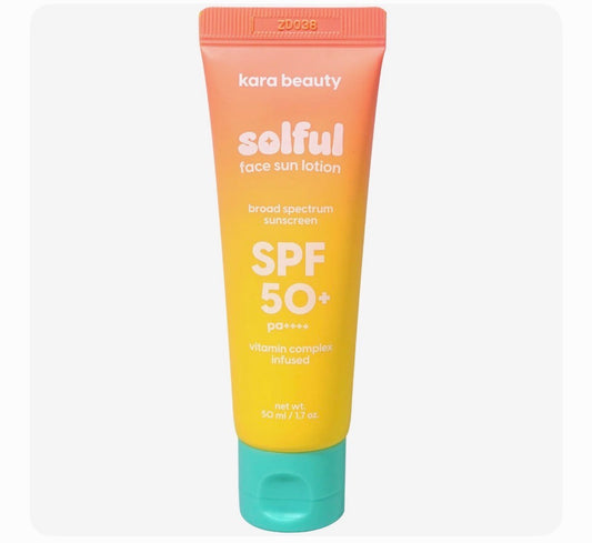 Kara Beauty SOLFUL - Loción solar facial SPF 50+ PA ++++ protector solar facial coreano, sin fundición blanca, 1.7 onzas