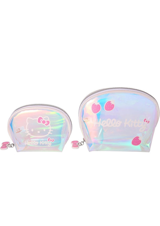 Hello Kitty - Juego de bolsas de maquillaje, cosméticos transparentes, grande y pequeño