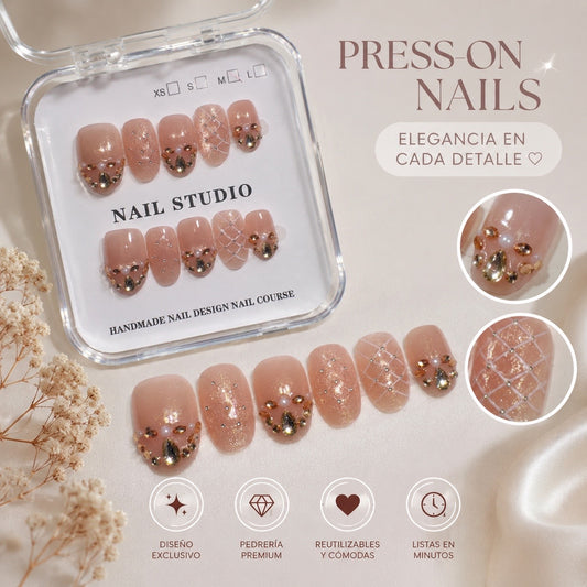 Uñas press on hechas a mano reutilizables