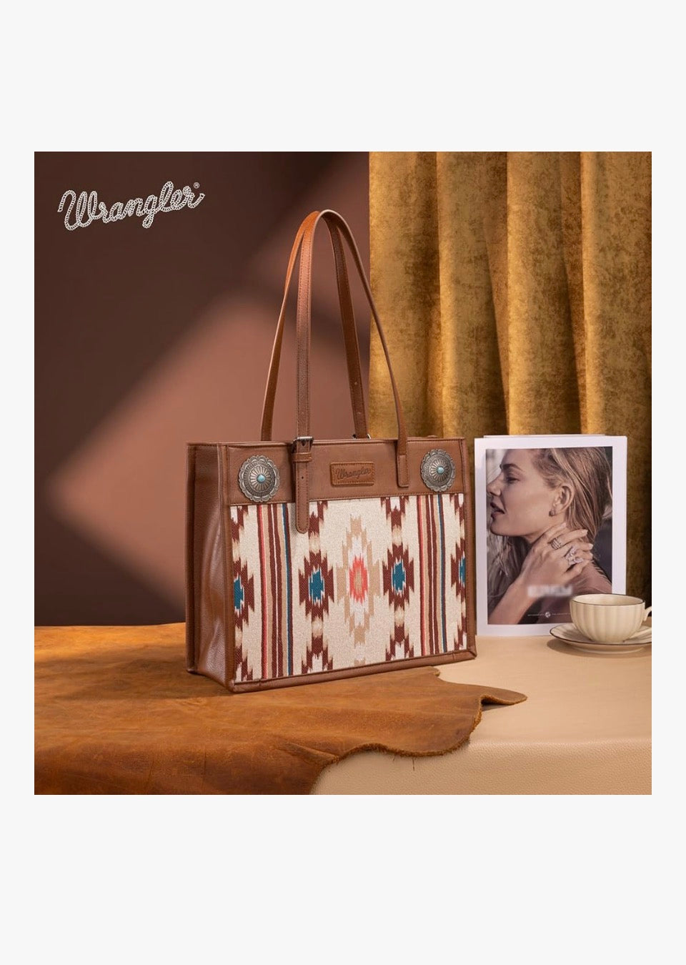 Montana West Wrangler Aztec - Bolso de hombro de lona con asa superior para mujer